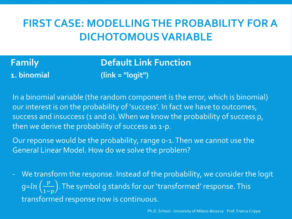 first case modelling the probability