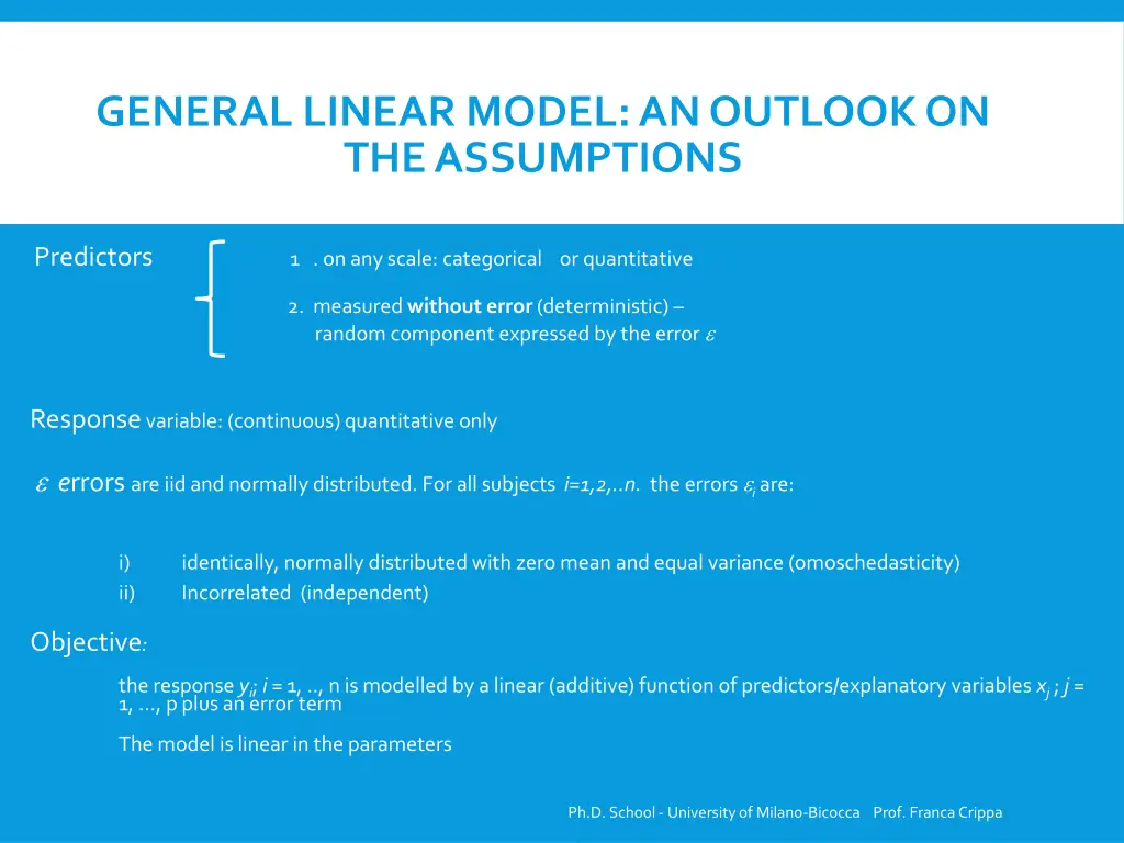 general linear model an outlookon the assumptions