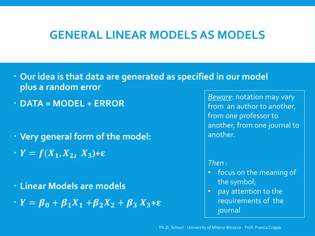 general linear models as models