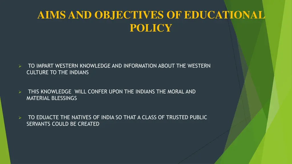 aims and objectives of educational policy