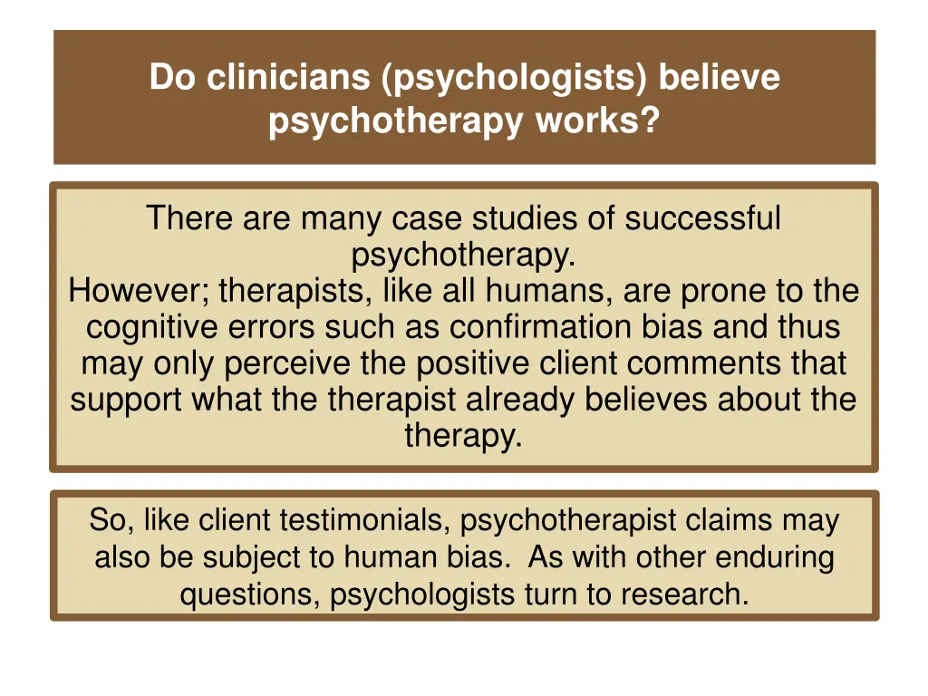 do clinicians psychologists believe psychotherapy