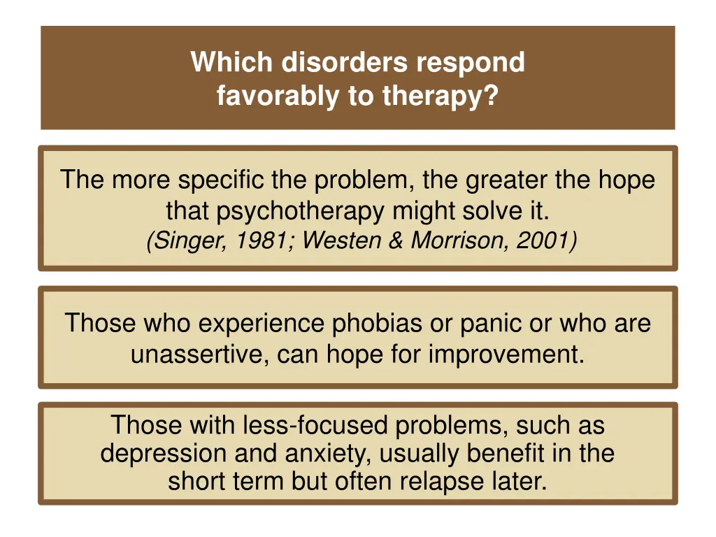 which disorders respond favorably to therapy