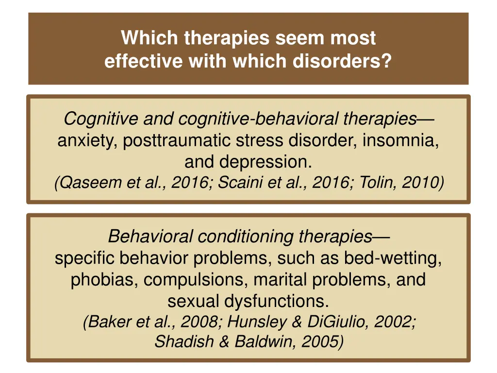 which therapies seem most effective with which