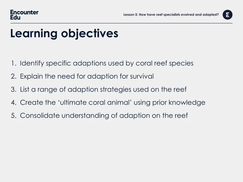 lesson 5 how have reef specialists evolved