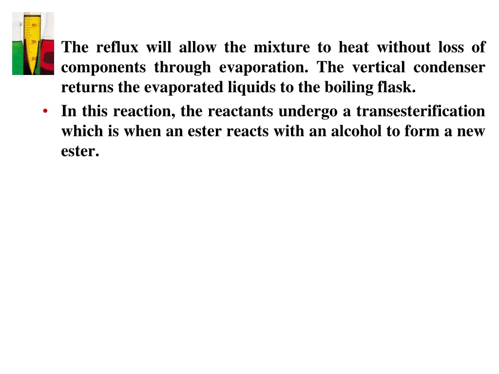 the reflux will allow the mixture to heat without