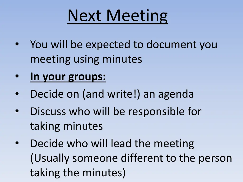 next meeting