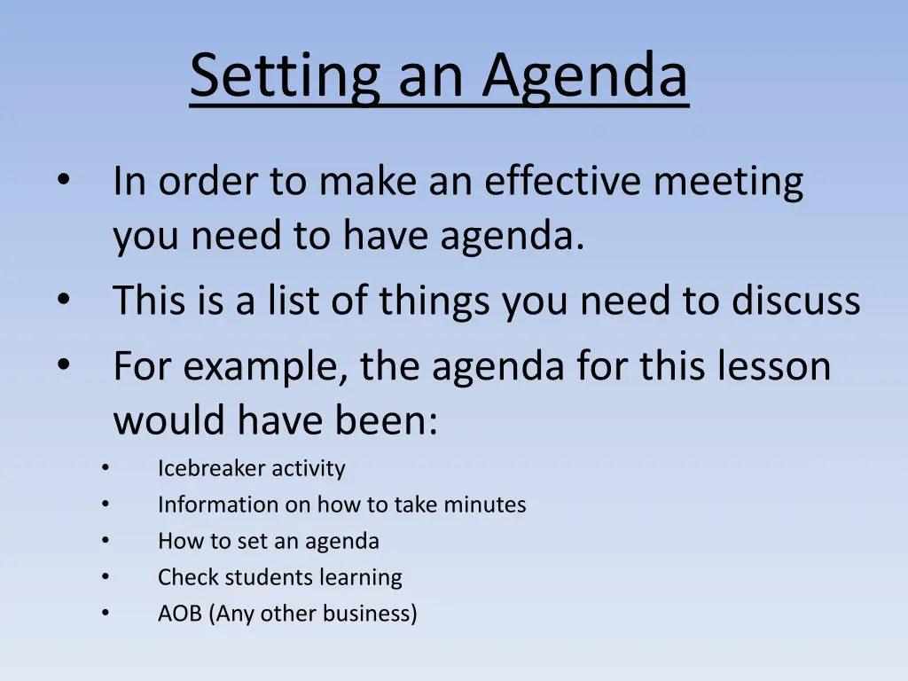 setting an agenda