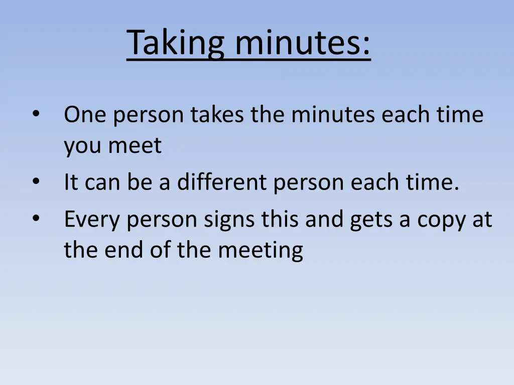 taking minutes 2