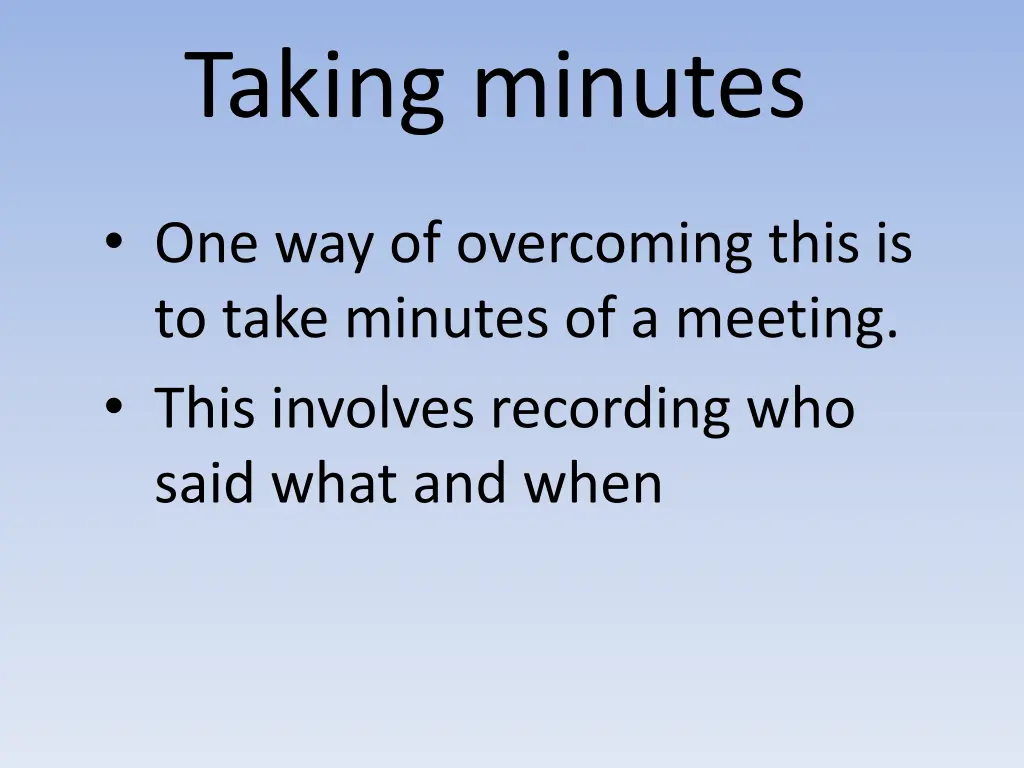 taking minutes