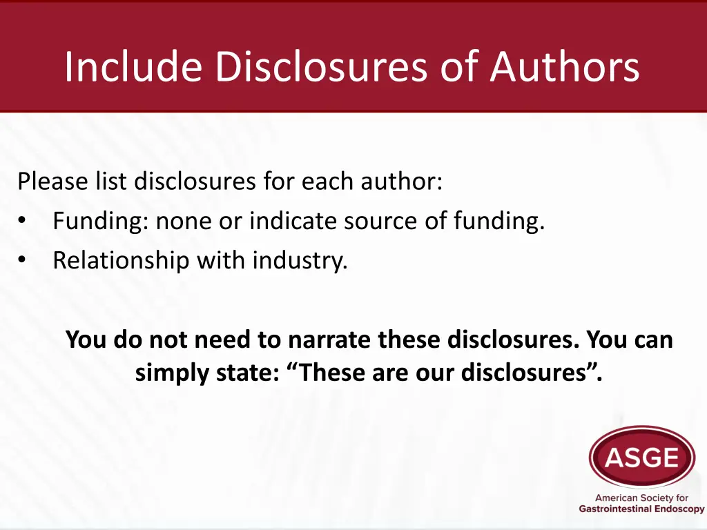 include disclosures of authors