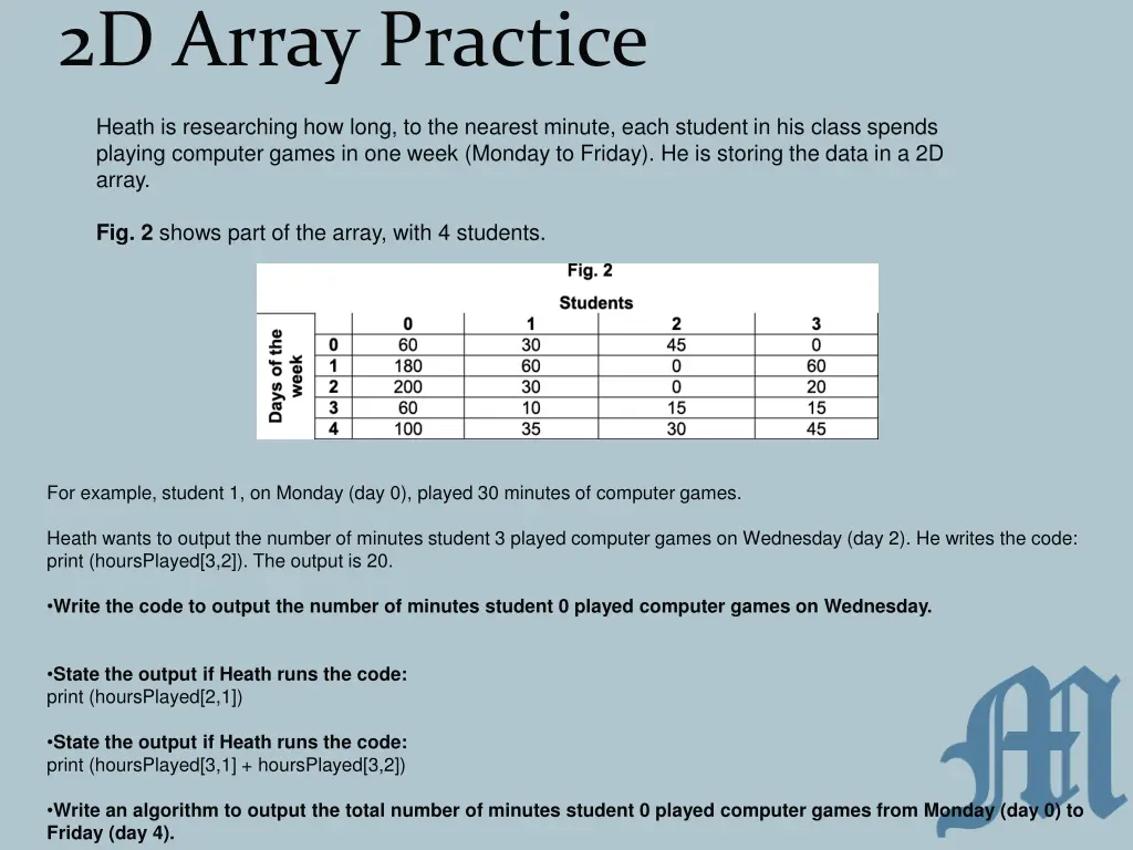 2d array practice