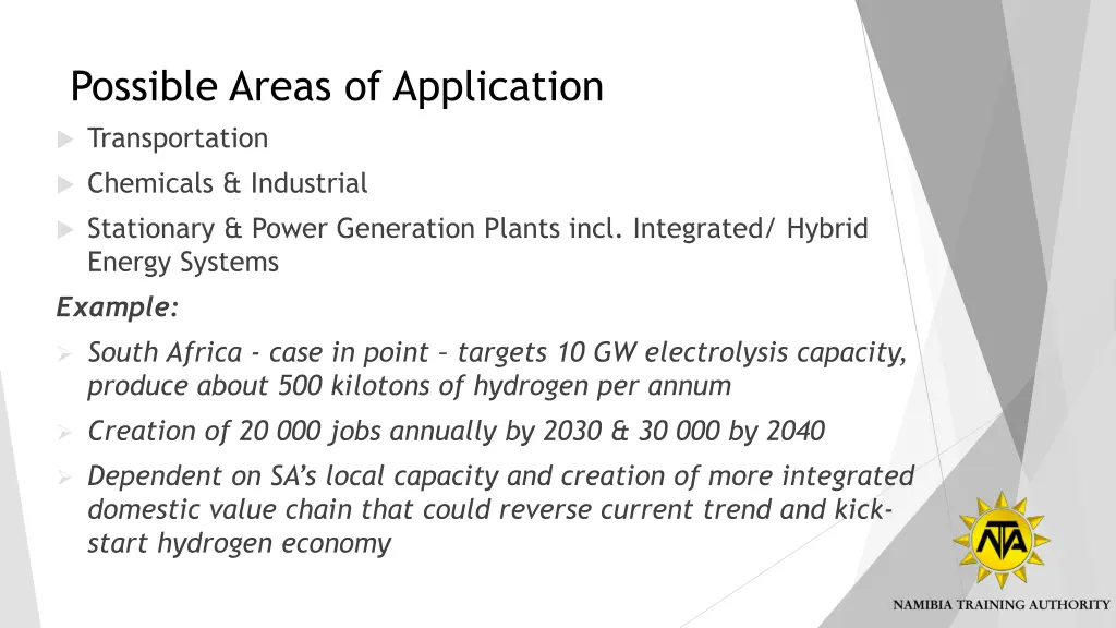 possible areas of application