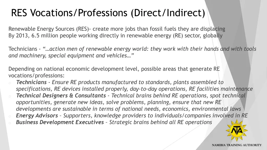 res vocations professions direct indirect