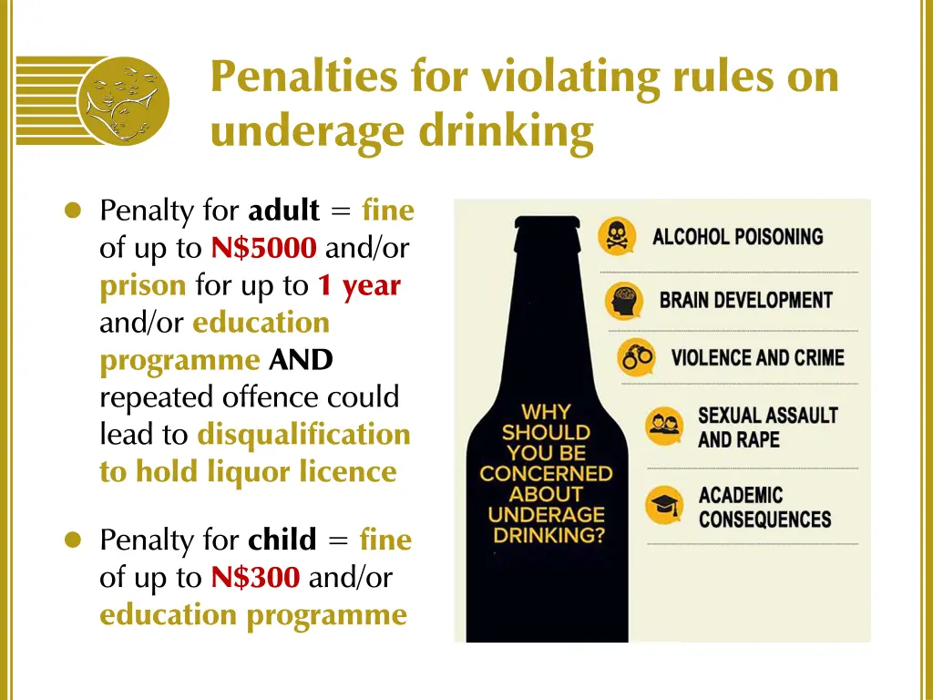 penalties for violating rules on underage drinking