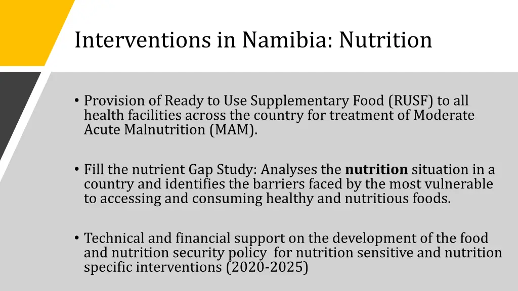 interventions in namibia nutrition