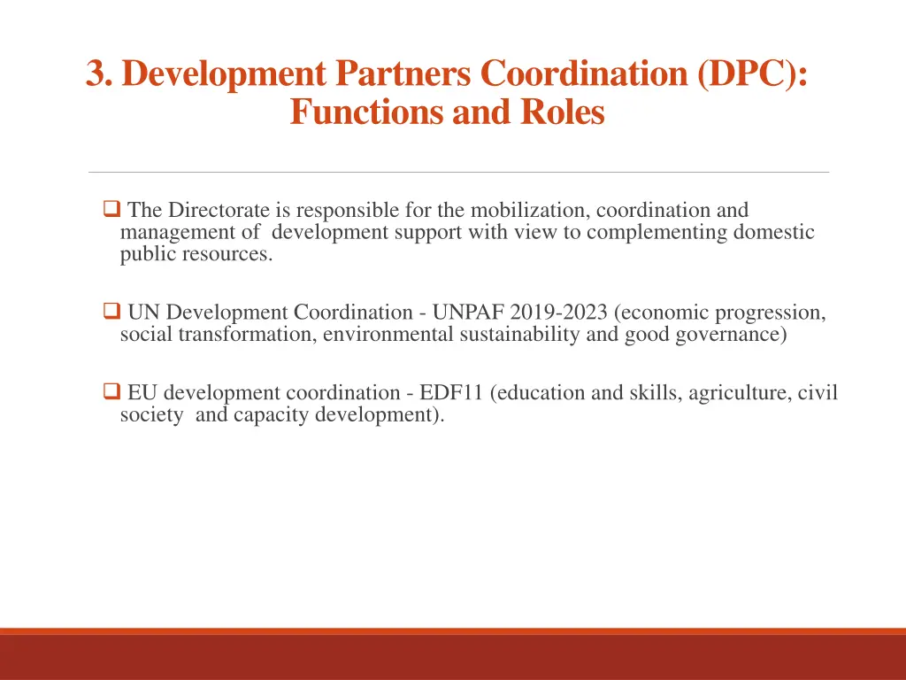 3 development partners coordination dpc functions