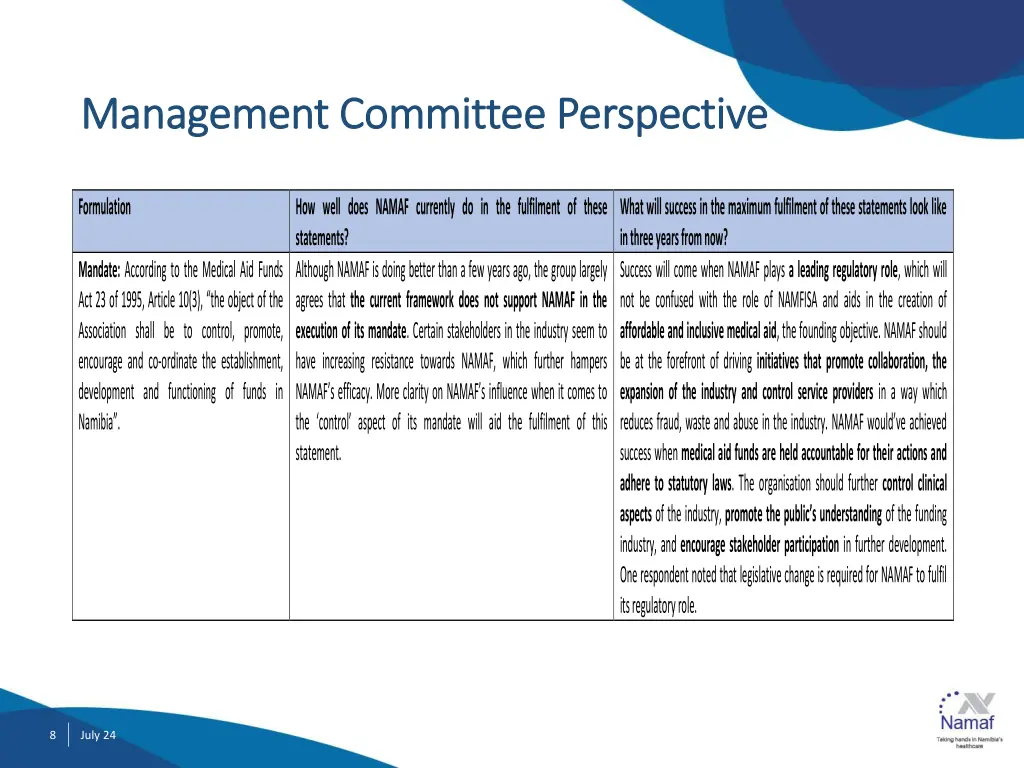 management committee perspective management