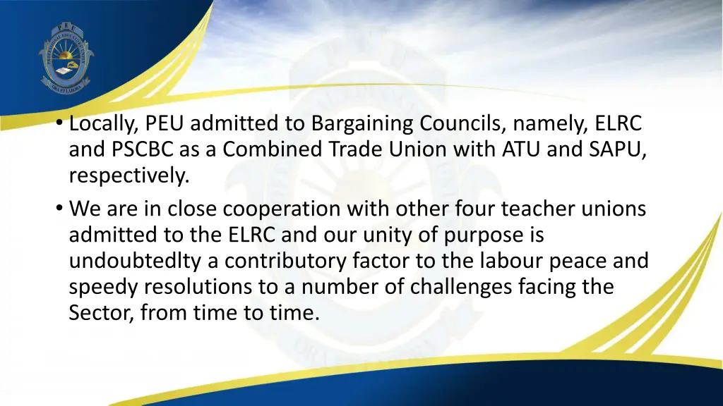 locally peu admitted to bargaining councils