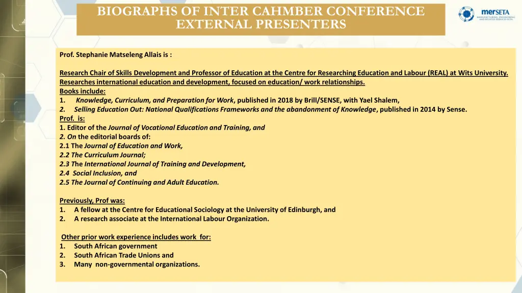 biographs of inter cahmber conference external