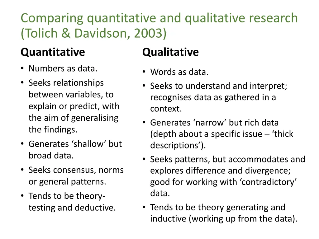 comparing quantitative and qualitative research