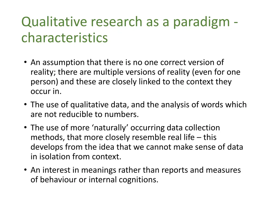 qualitative research as a paradigm characteristics