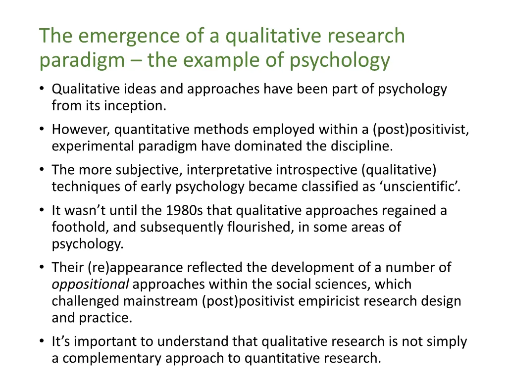 the emergence of a qualitative research paradigm