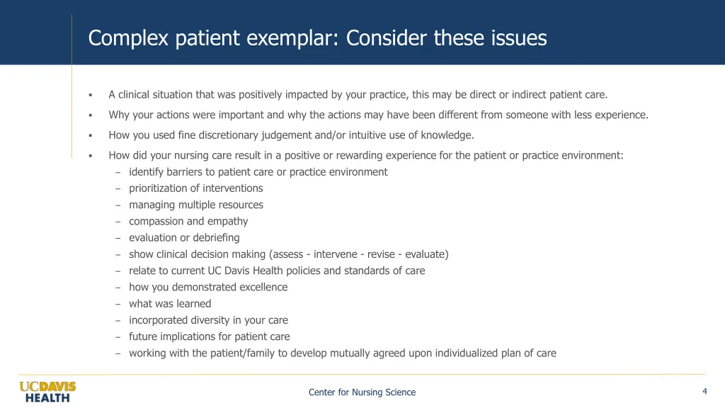 complex patient exemplar consider these issues