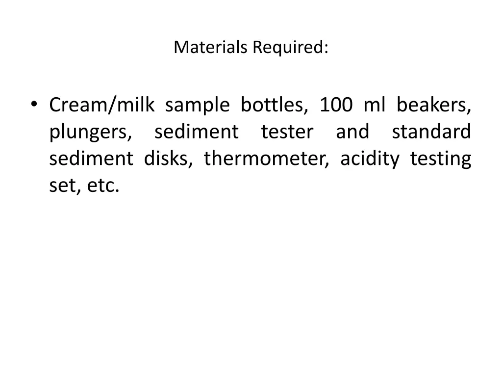 materials required