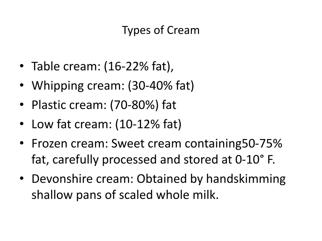 types of cream