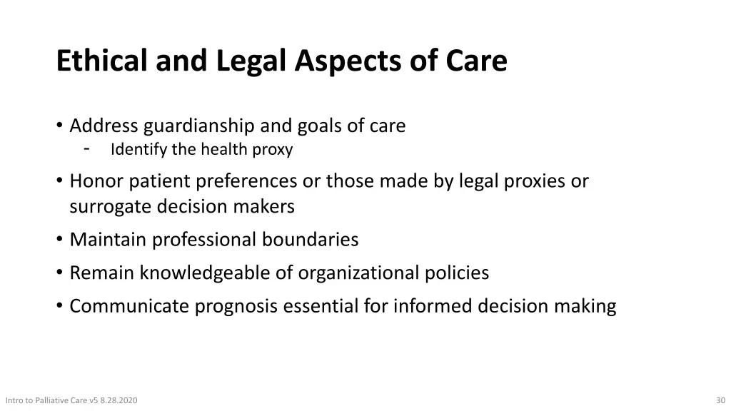 ethical and legal aspects of care