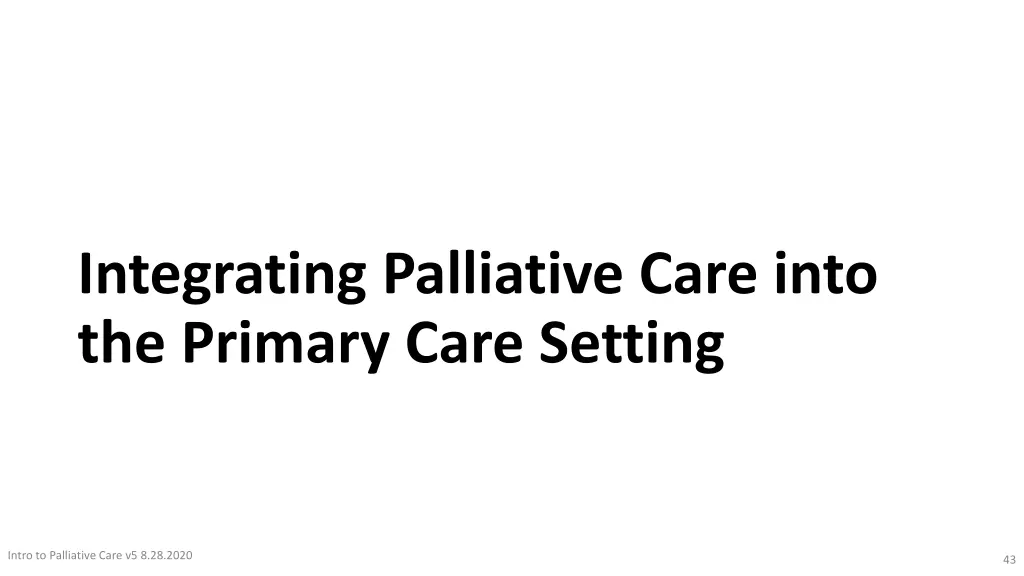 integrating palliative care into the primary care