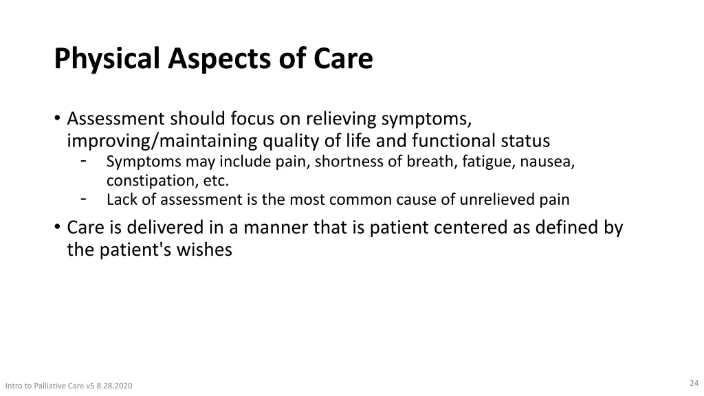 physical aspects of care