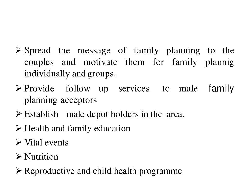 spread the message of family planning