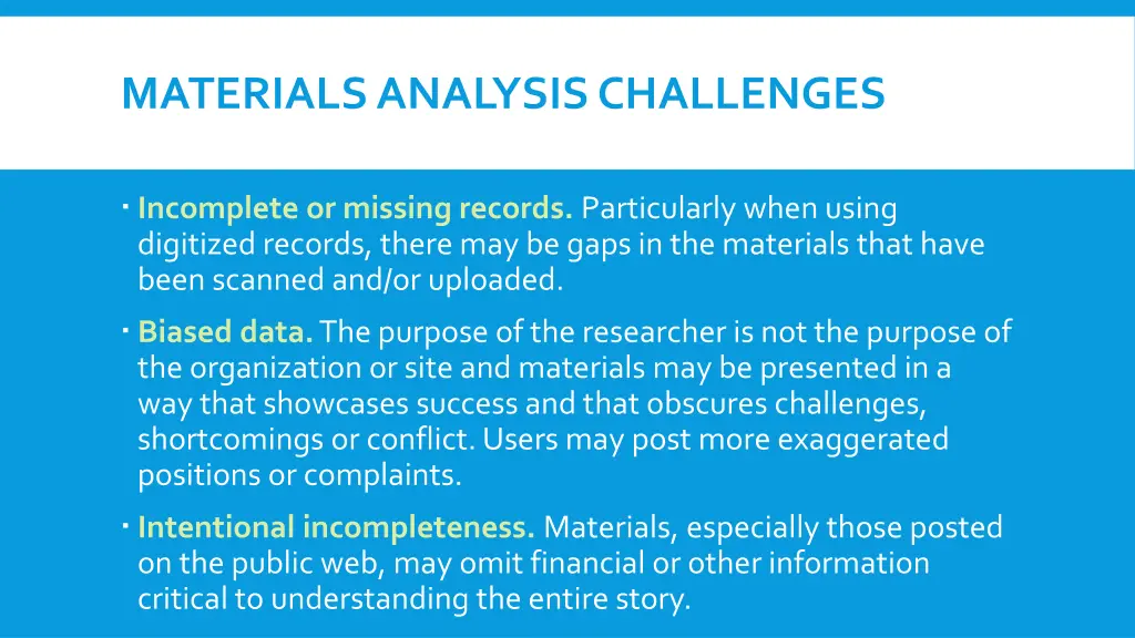 materials analysis challenges