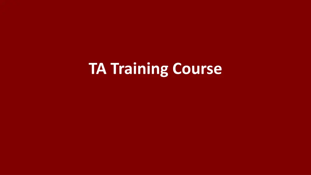 ta training course