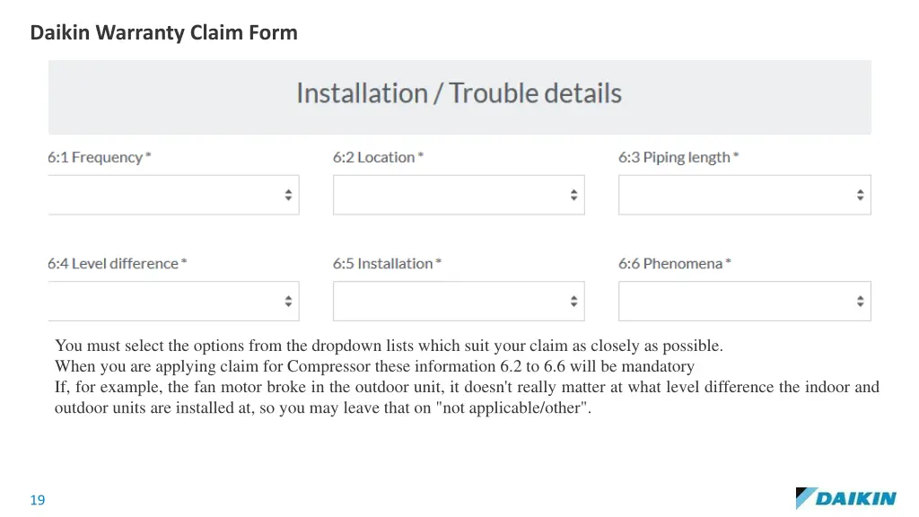 daikin warranty claim form 11