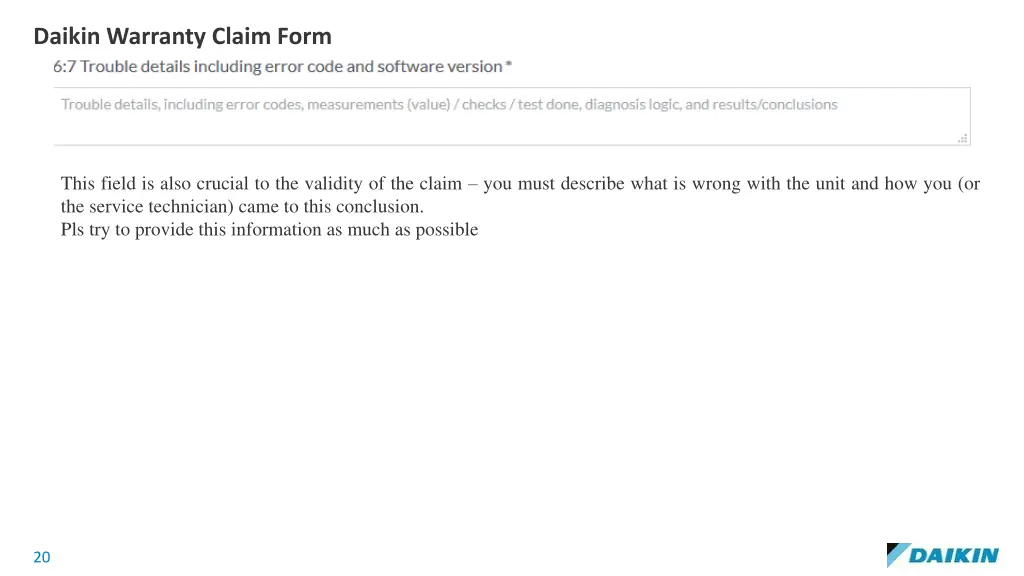 daikin warranty claim form 12