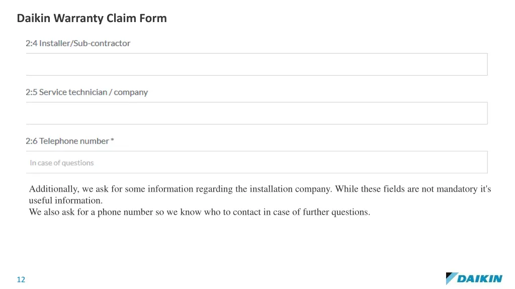 daikin warranty claim form 7