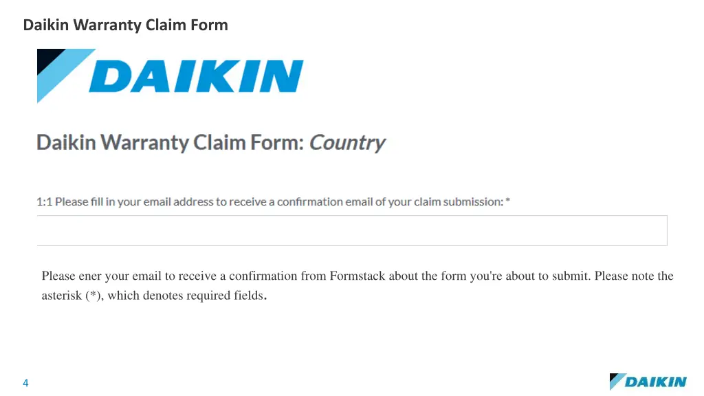 daikin warranty claim form