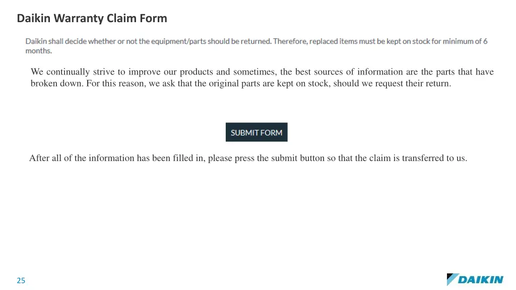 daikin warranty claim form 15