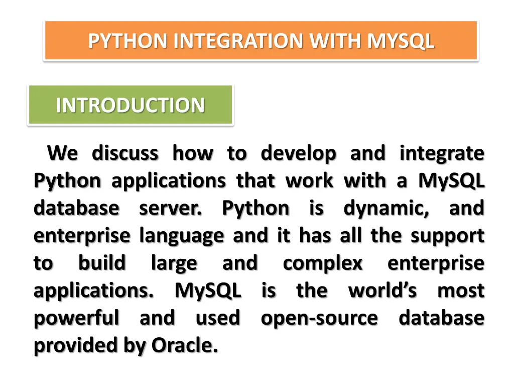 python integration with mysql 1