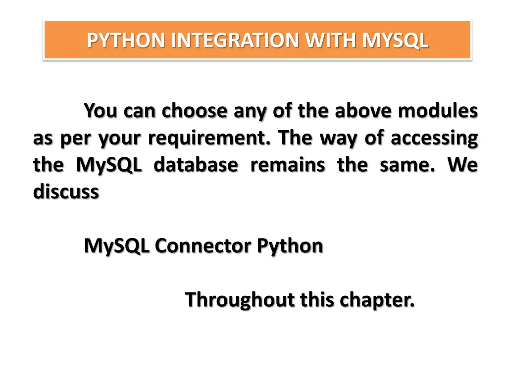 python integration with mysql 5