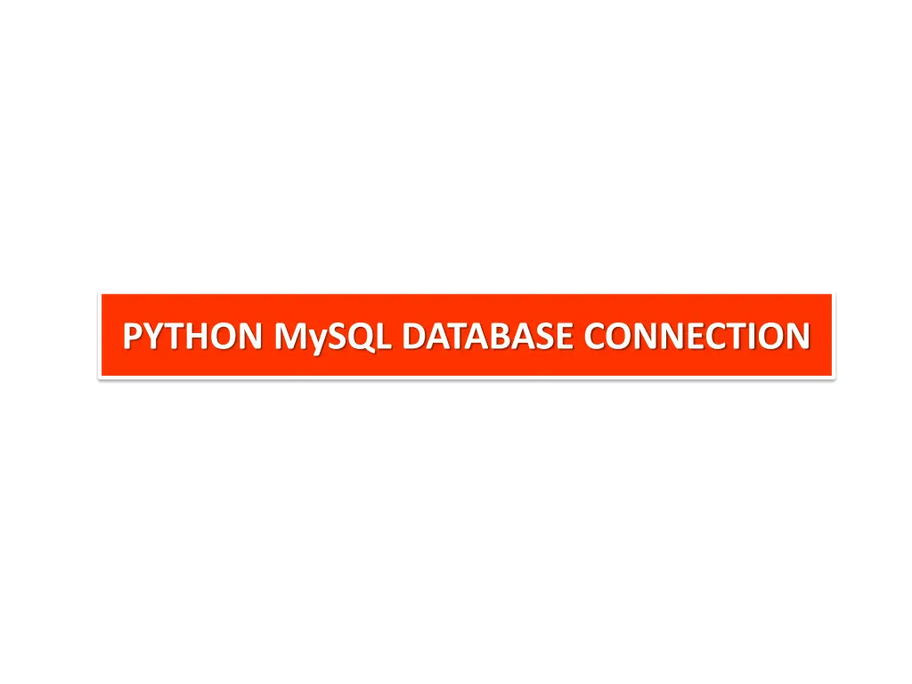 python mysql database connection