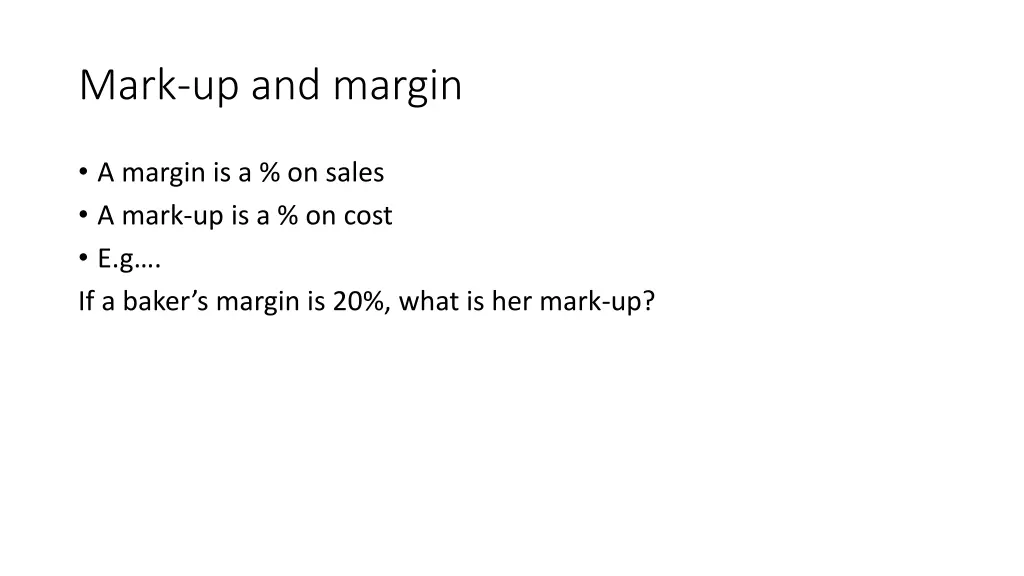 mark up and margin