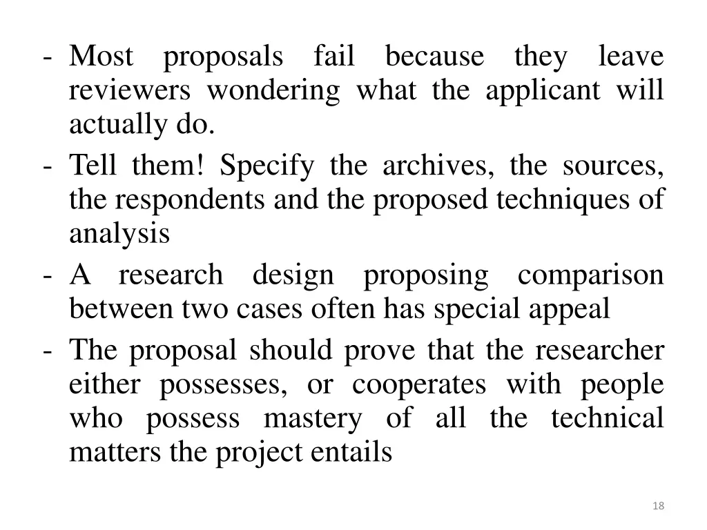 most proposals fail because they leave reviewers