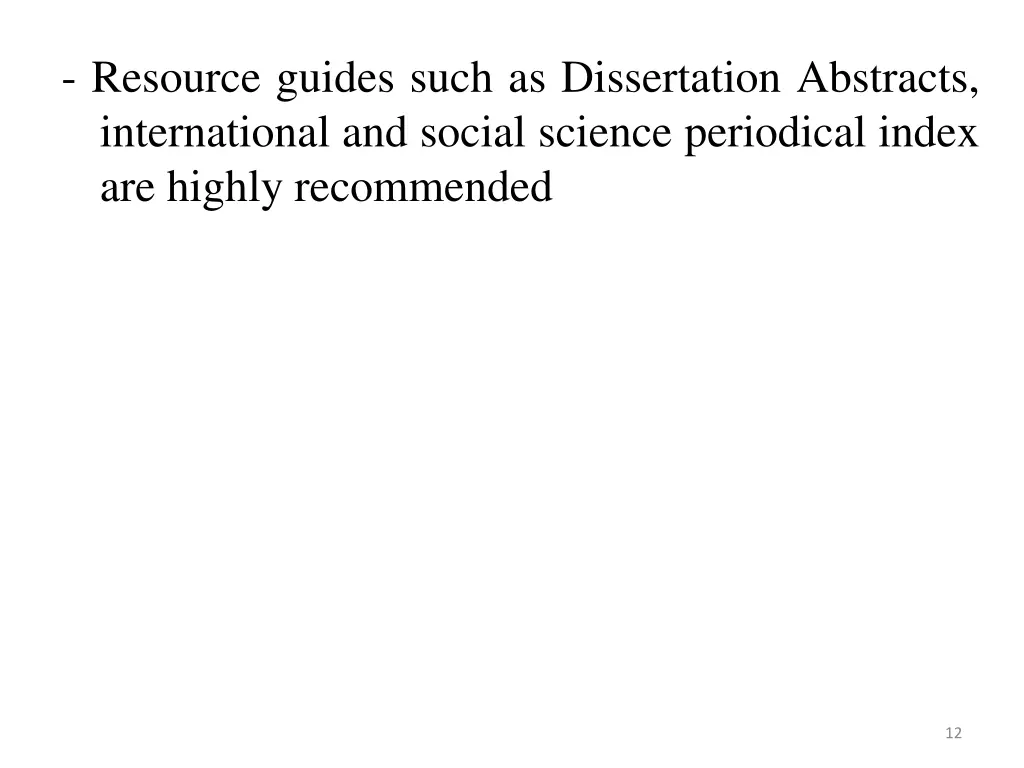 resource guides such as dissertation abstracts