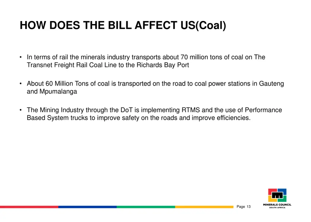 how does the bill affect us coal