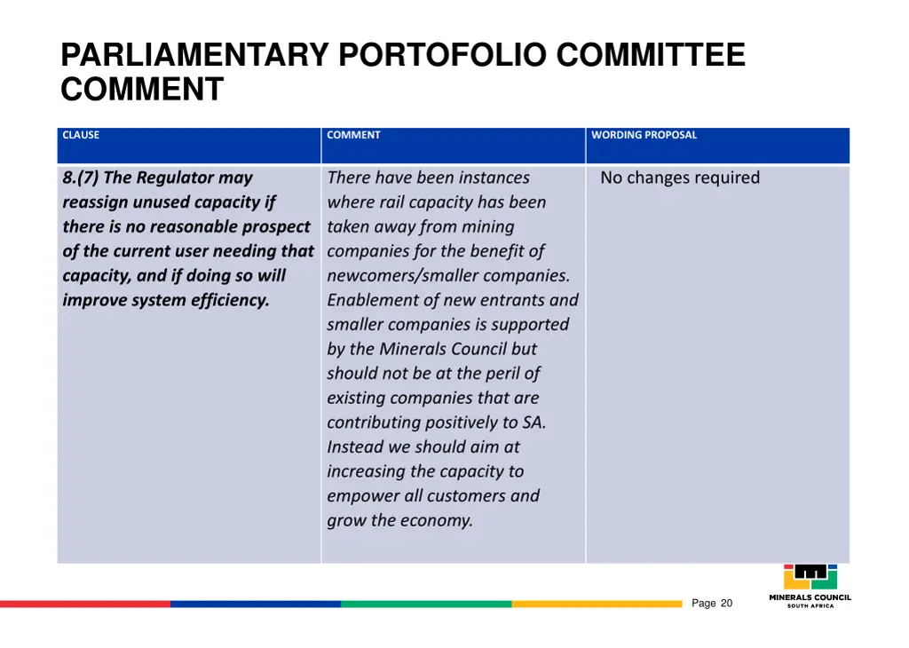 parliamentary portofolio committee comment 4