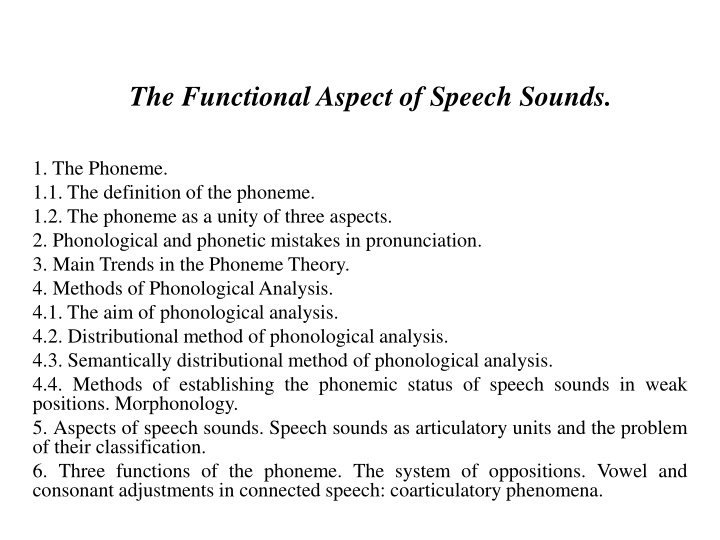 the functional aspect of speech sounds