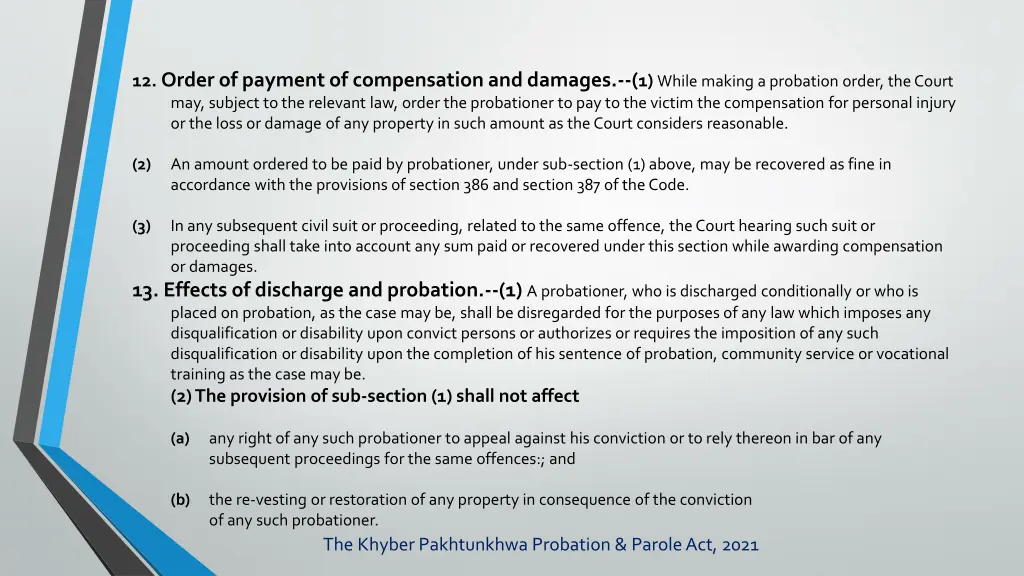 12 order of payment of compensation and damages